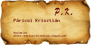 Páricsi Krisztián névjegykártya