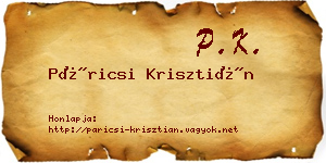 Páricsi Krisztián névjegykártya